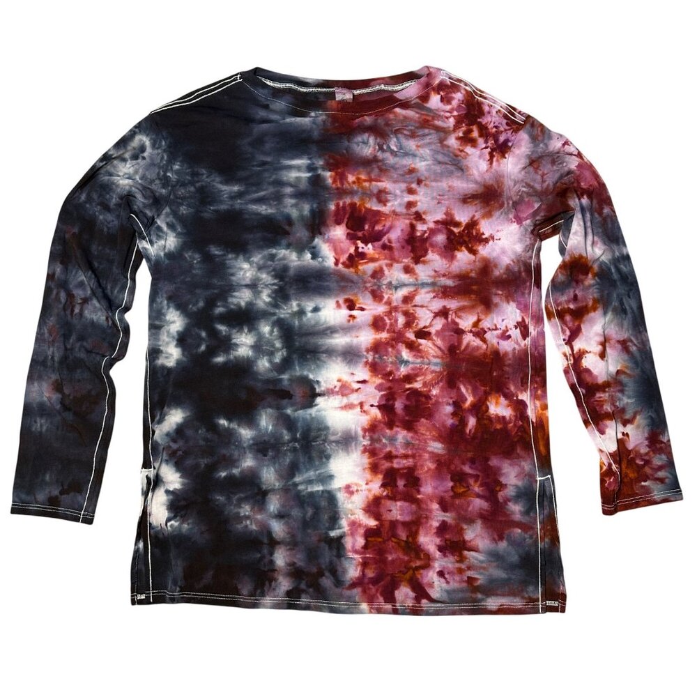 Tie Dye Lululemon Relaxed Boatneck Long Sleeve Size 4 Blue Red OOAK